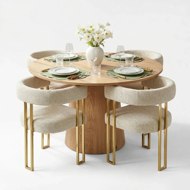 Deluca Noir Round 4 Seater Dining Set