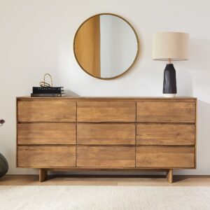 Deluca Solid Wood 9 Drawer Dresser 193cm