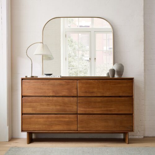 Deluca Solid Wood 6 Drawer Dresser 157cm
