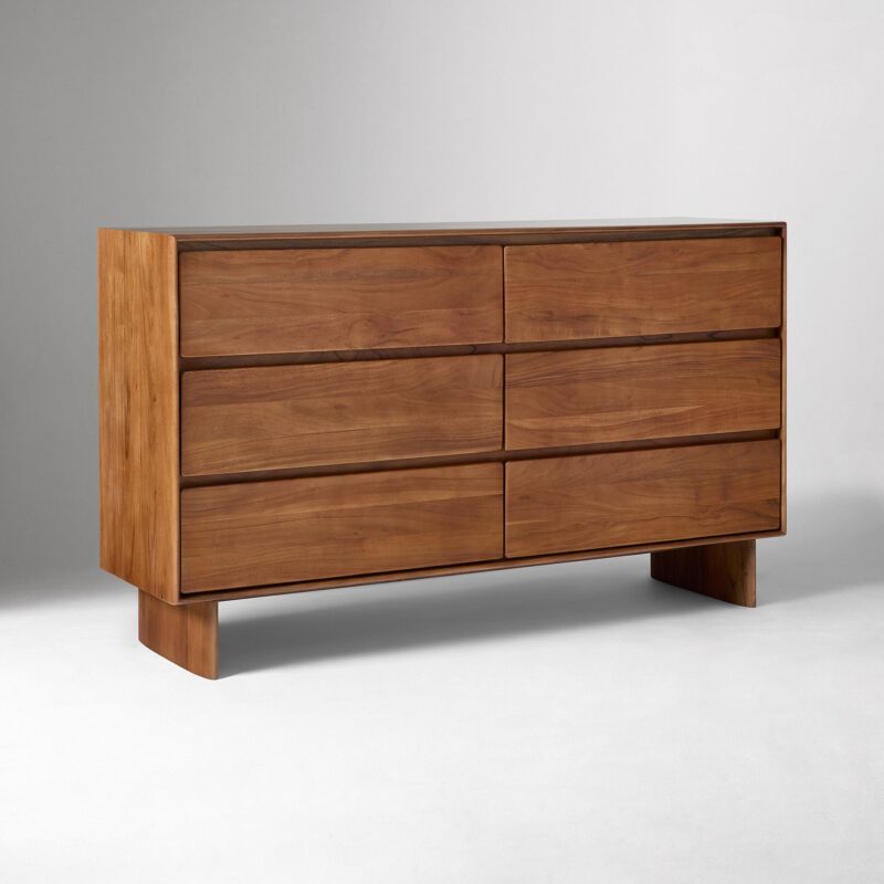 Deluca Solid Wood 6 Drawer Dresser 157cm