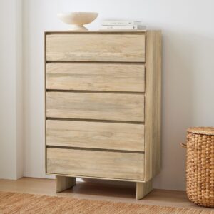 Deluca Solid Wood 5 Drawer Dresser 91cm