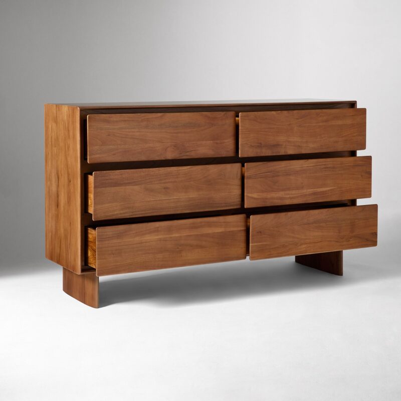 Deluca Solid Wood 6 Drawer Dresser 157cm
