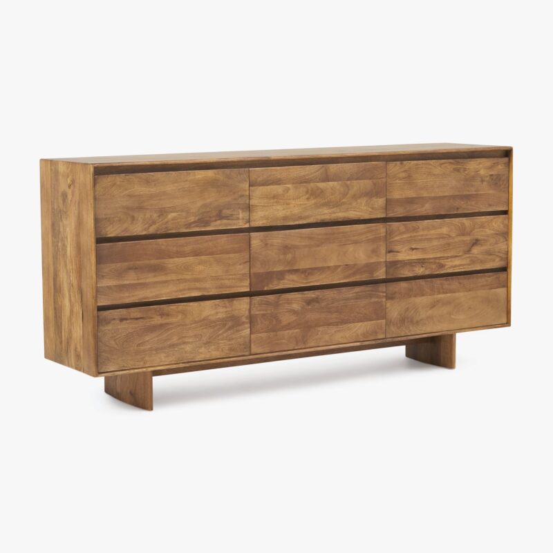 Deluca Solid Wood 9 Drawer Dresser 193cm