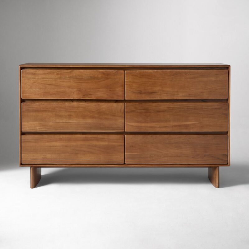 Deluca Solid Wood 6 Drawer Dresser 157cm