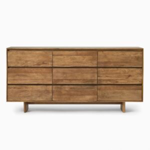 Deluca Solid Wood 9 Drawer Dresser 193cm