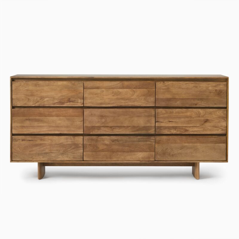 Deluca Solid Wood 9 Drawer Dresser 193cm