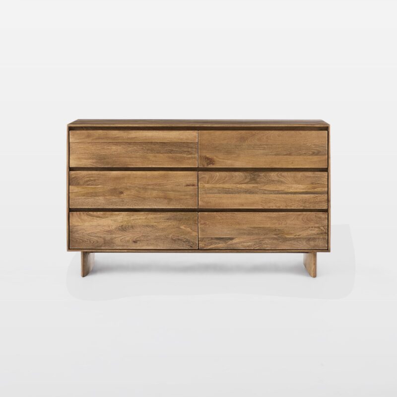 Deluca Solid Wood 6 Drawer Dresser 157cm