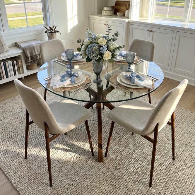 Husky Noir Round 4 Seater Dining Set
