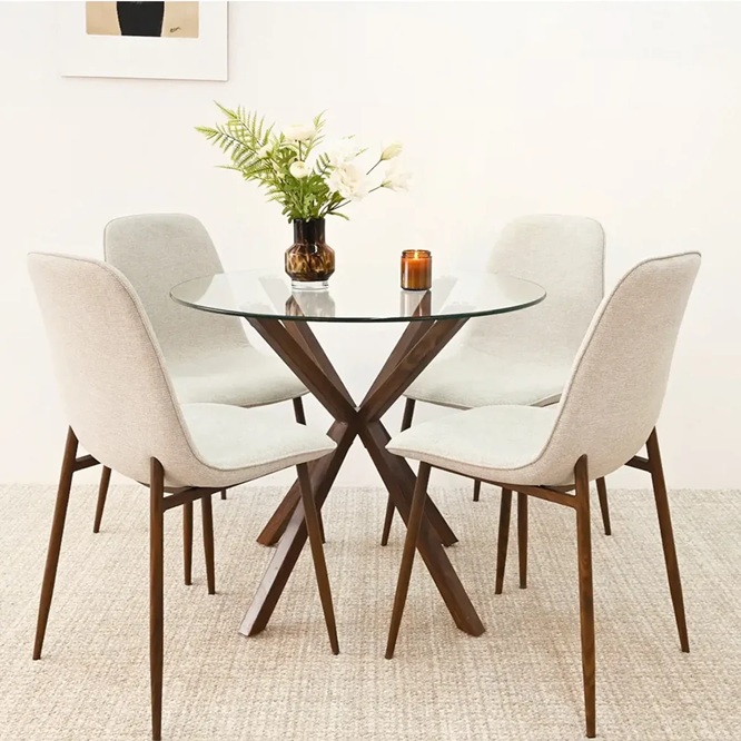 Husky Noir Round 4 Seater Dining Set