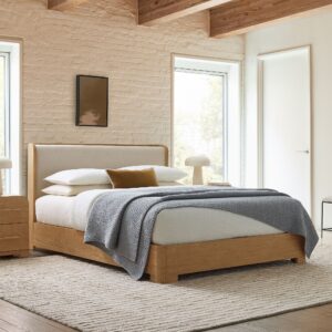 Kera Cerused Wood Upholstered Bed
