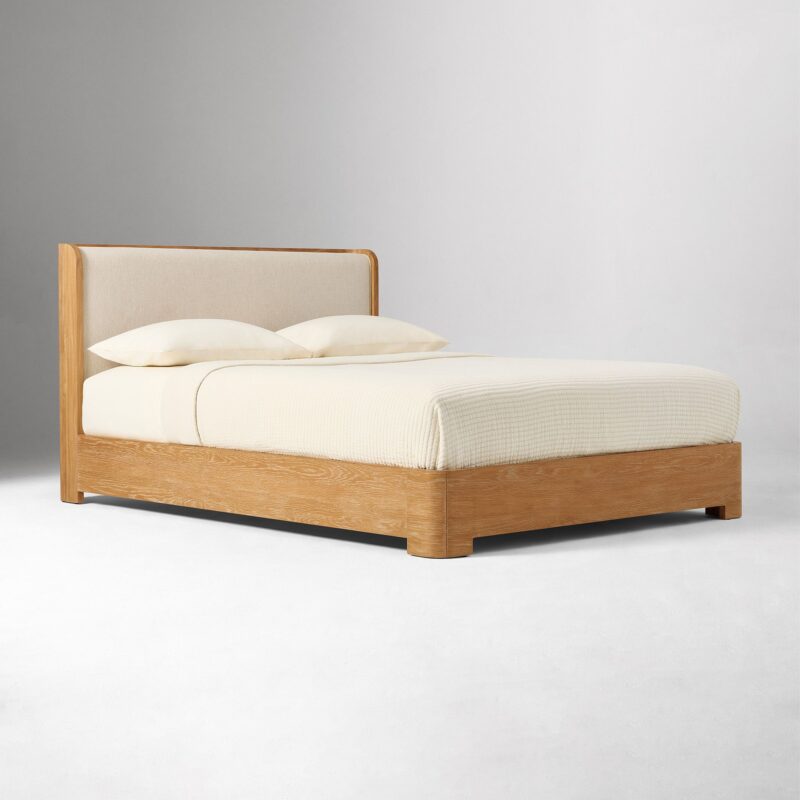 Kera Cerused Wood Upholstered Bed