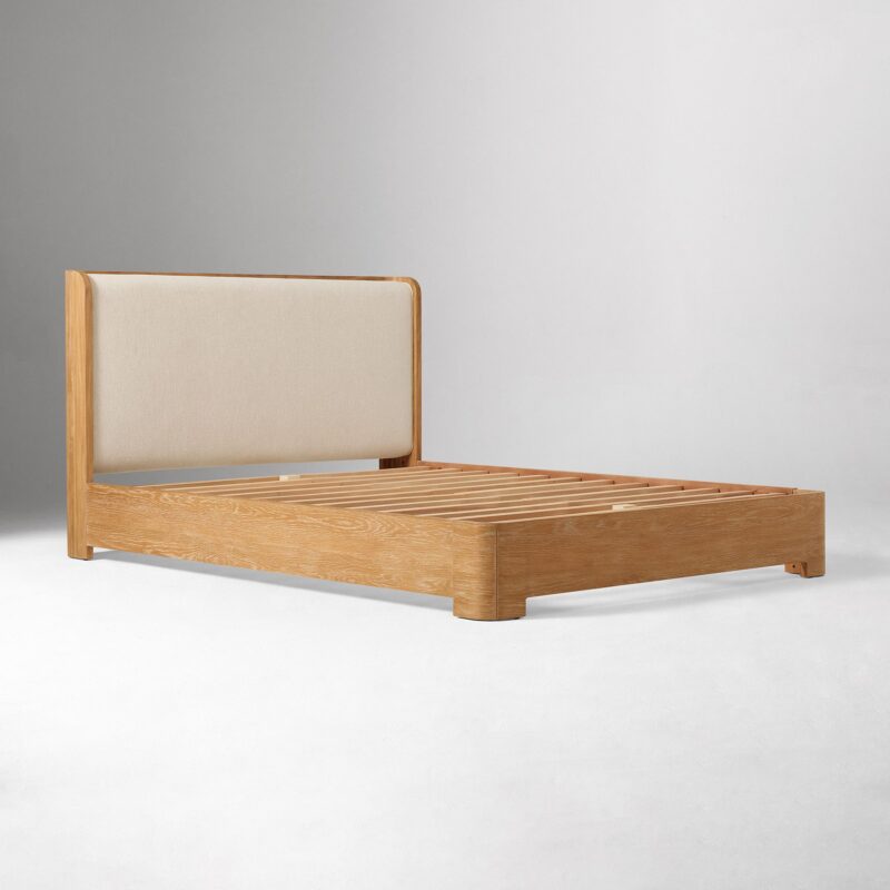 Kera Cerused Wood Upholstered Bed