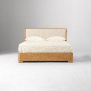 Kera Cerused Wood Upholstered Bed