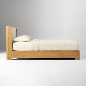 Kera Cerused Wood Upholstered Bed