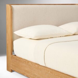 Kera Cerused Wood Upholstered Bed