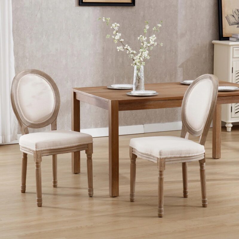 Louis Dining Chair Padded Back-Linen