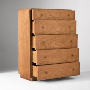 Rayo Burl Wood 5 Drawer Dresser 91cm