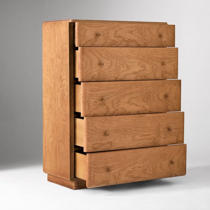 Rayo Burl Wood 5 Drawer Dresser 91cm
