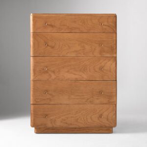 Rayo Burl Wood 5 Drawer Dresser 91cm