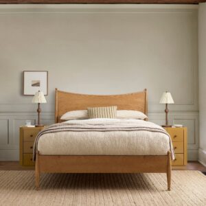 Rayo Curved Burl Wood Bed