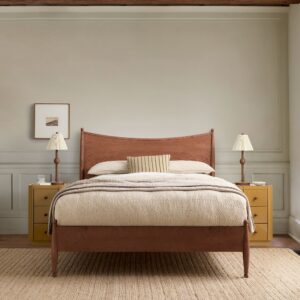 Rayo Curved Burl Wood Bed