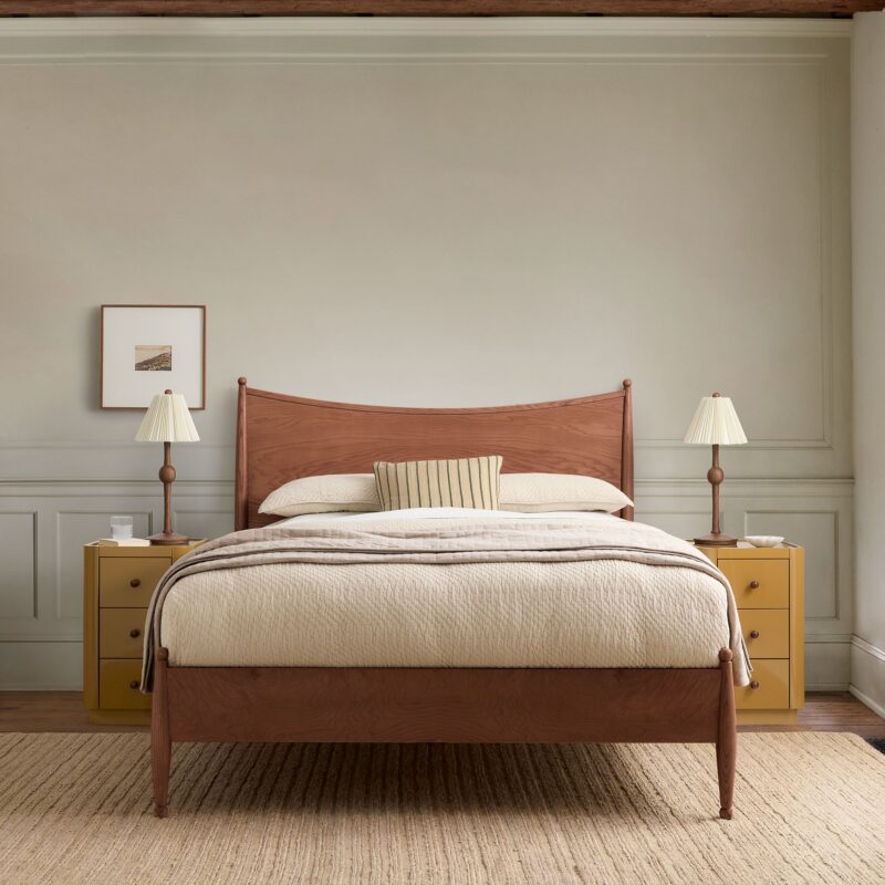 Rayo Curved Burl Wood Bed