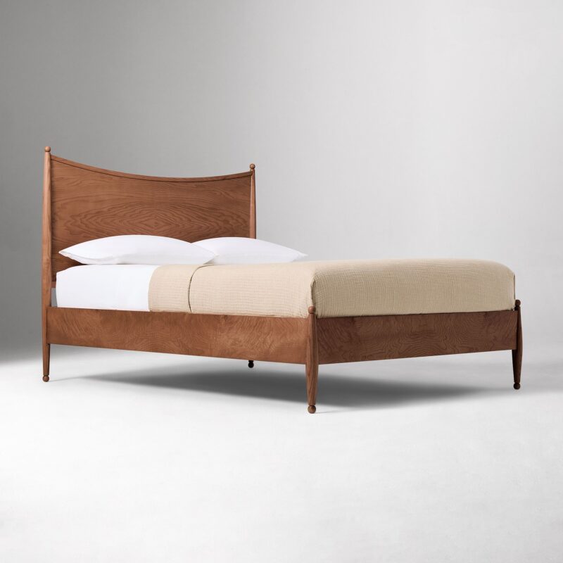 Rayo Curved Burl Wood Bed