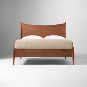 Rayo Curved Burl Wood Bed