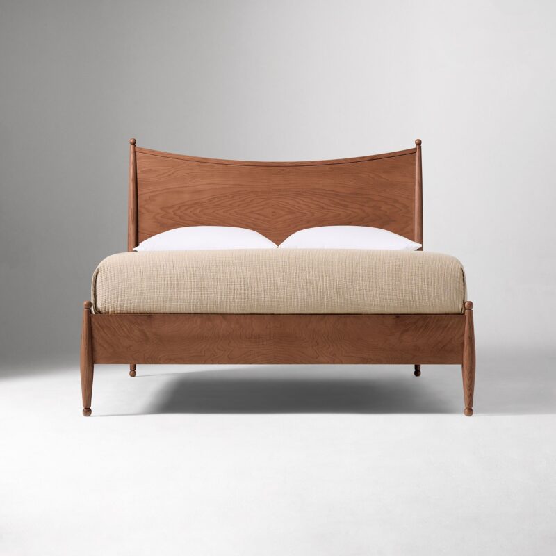 Rayo Curved Burl Wood Bed