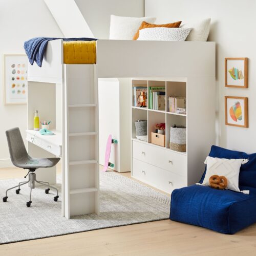Ziggy Full Loft Bed Desk | Storage